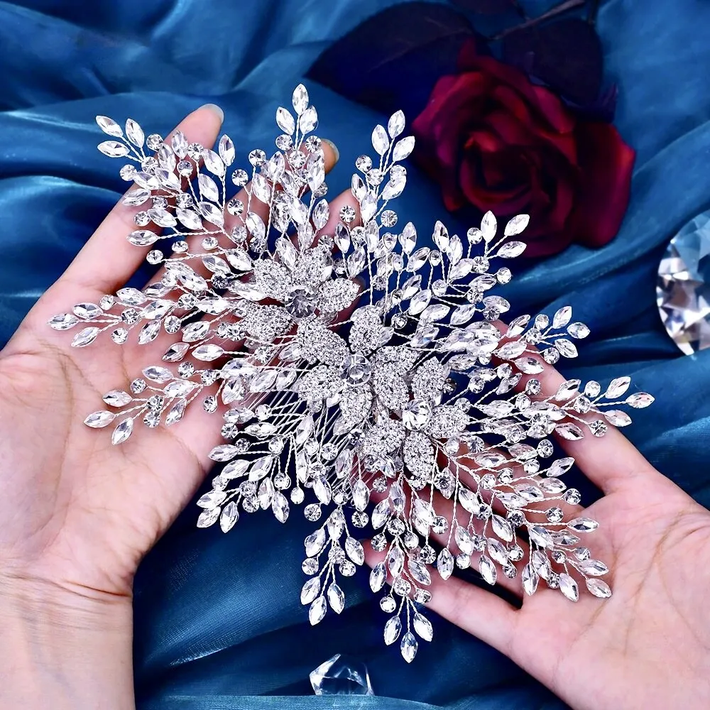 "Gretchen" - Silver Crystal Bridal Headdress