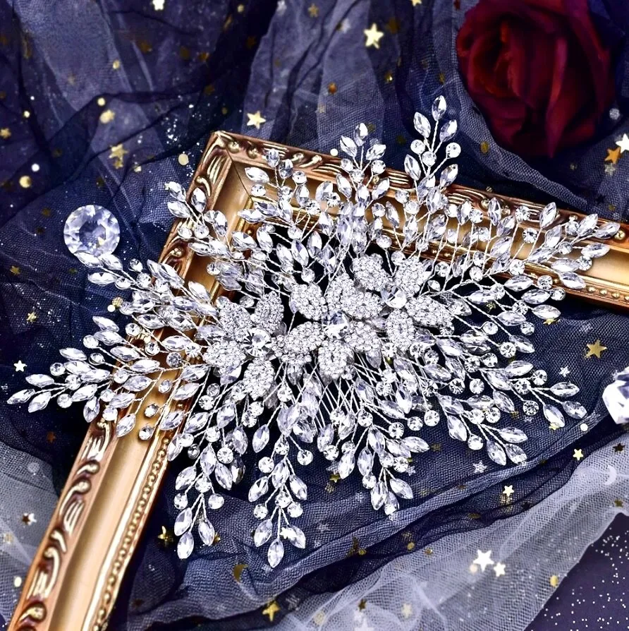 "Gretchen" - Silver Crystal Bridal Headdress