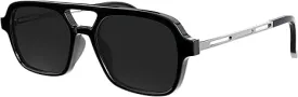 Retro Square Sunglasses for Womens Mens (Black)