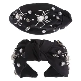 Rhinestone Jeweled Spiders Knotted Headband