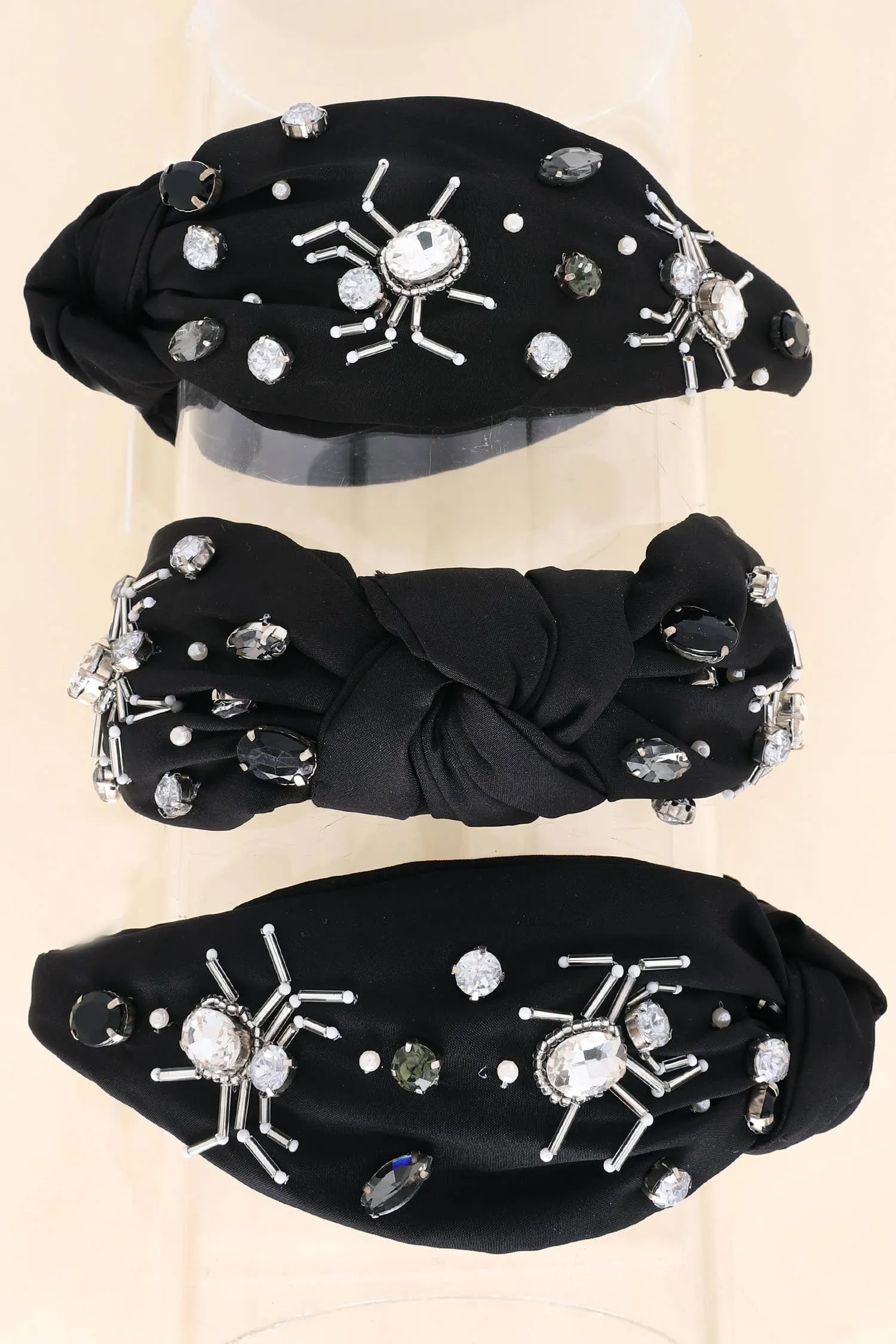 Rhinestone Jeweled Spiders Knotted Headband