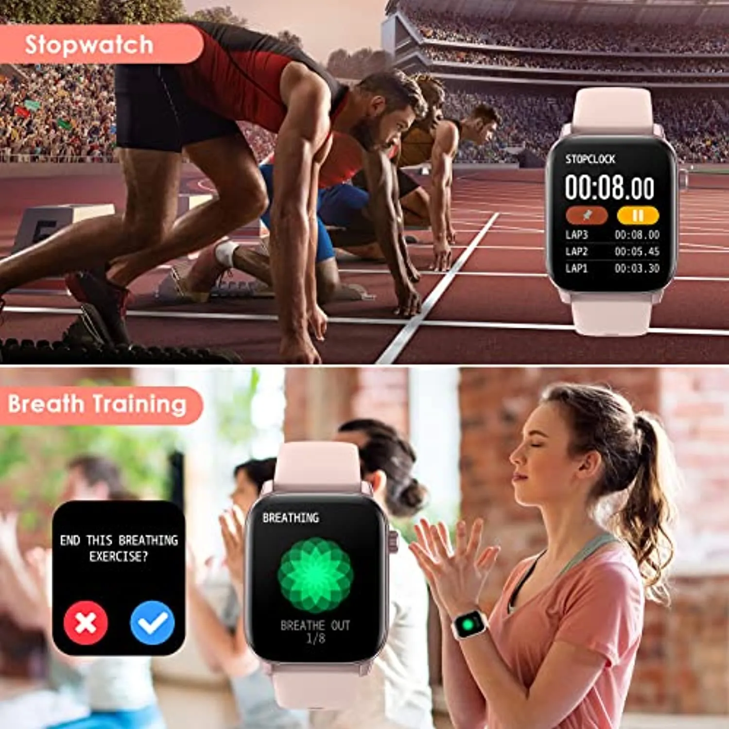 RIVERSONG Smart Watch for Women, Smartwatches for Android Phones and iPhone Compatible, 1.69" Full Touch Screen Activity Fitness Tracker Watch with Heart Rate Blood Oxygen Sleep Monitor
