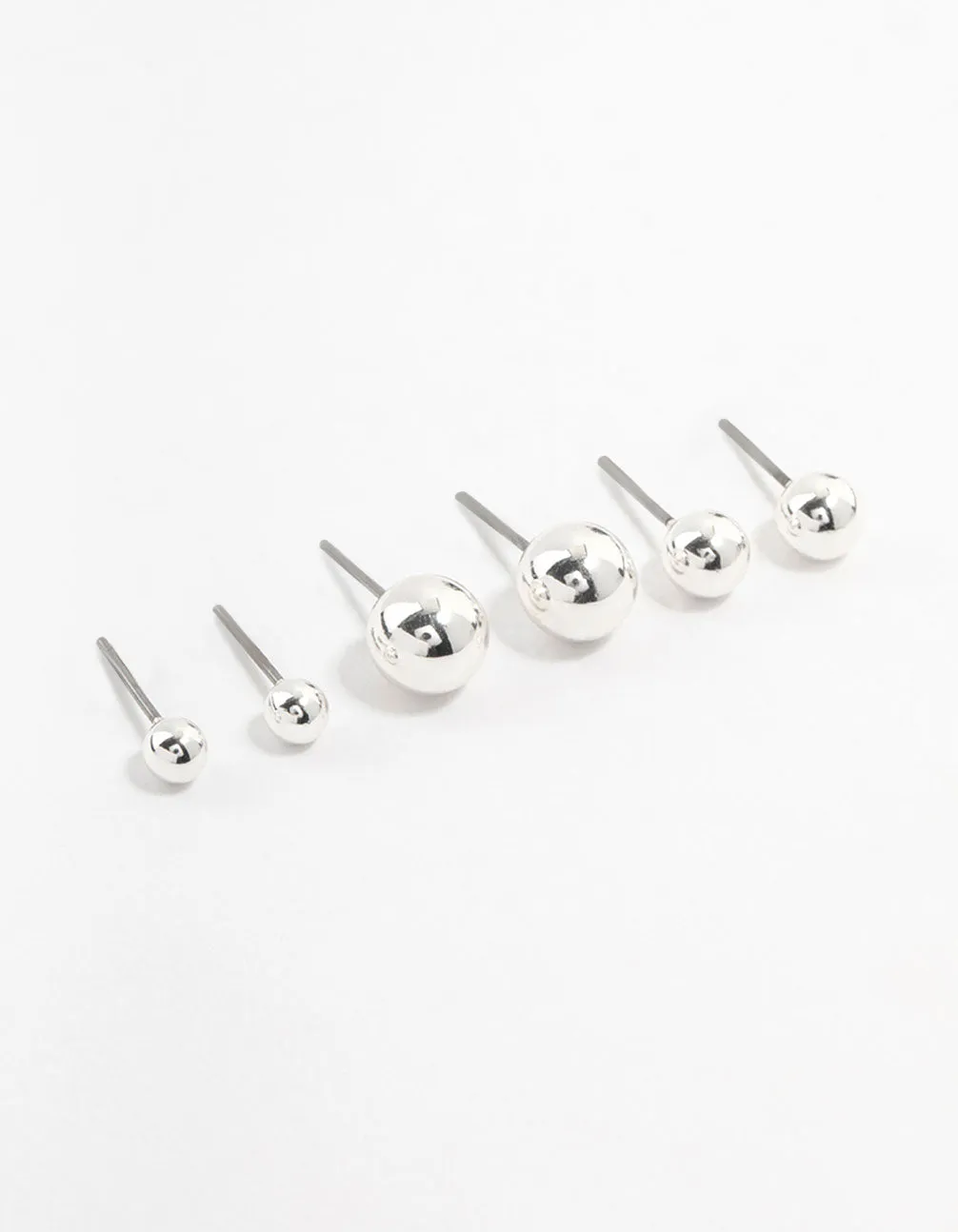 Silver Multiple Sphere Stud Earrings 3-Pack