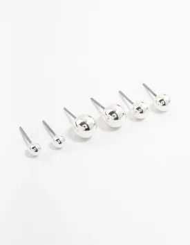 Silver Multiple Sphere Stud Earrings 3-Pack