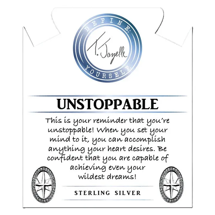 Silver Obsidian Gemstone Bracelet with Unstoppable Sterling Silver Charm