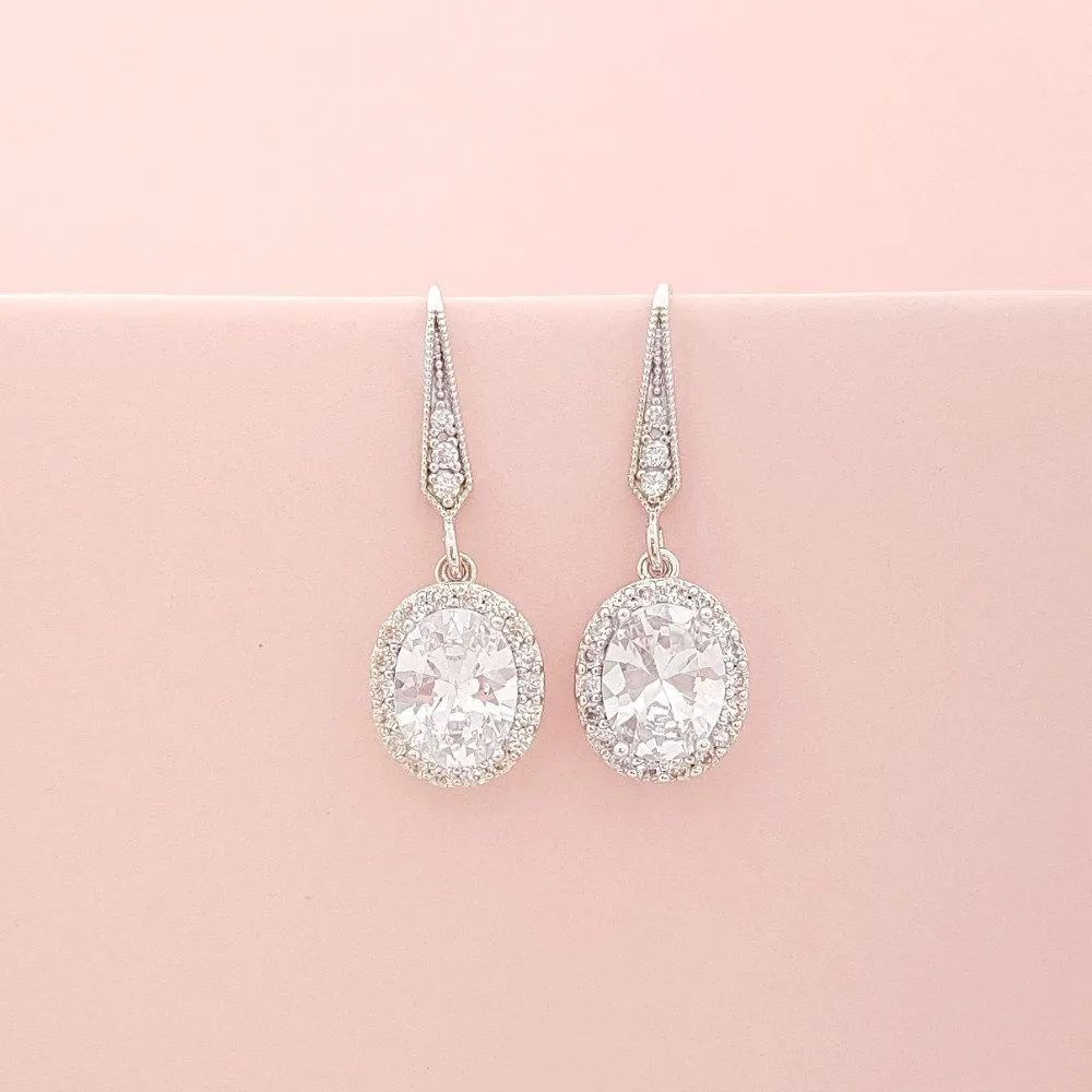 Small Dangle Earrings with Oval Drops-Emily