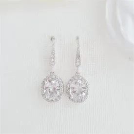 Small Dangle Earrings with Oval Drops-Emily