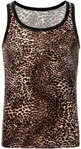 Swbreety Men's Fashion Leopard Print Vest T-Shirt Gym Workout Tank Tops