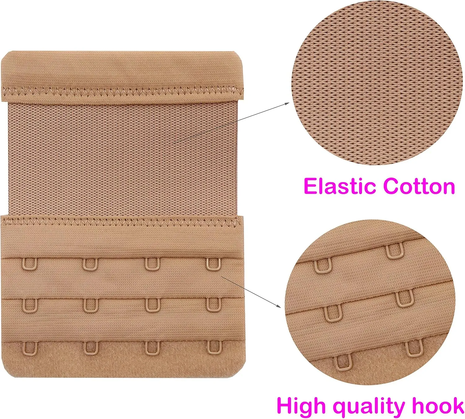 Tamlien 4 Hook Bra Extenders,Stretchy Soft and Comfortable Bra Strap Extender