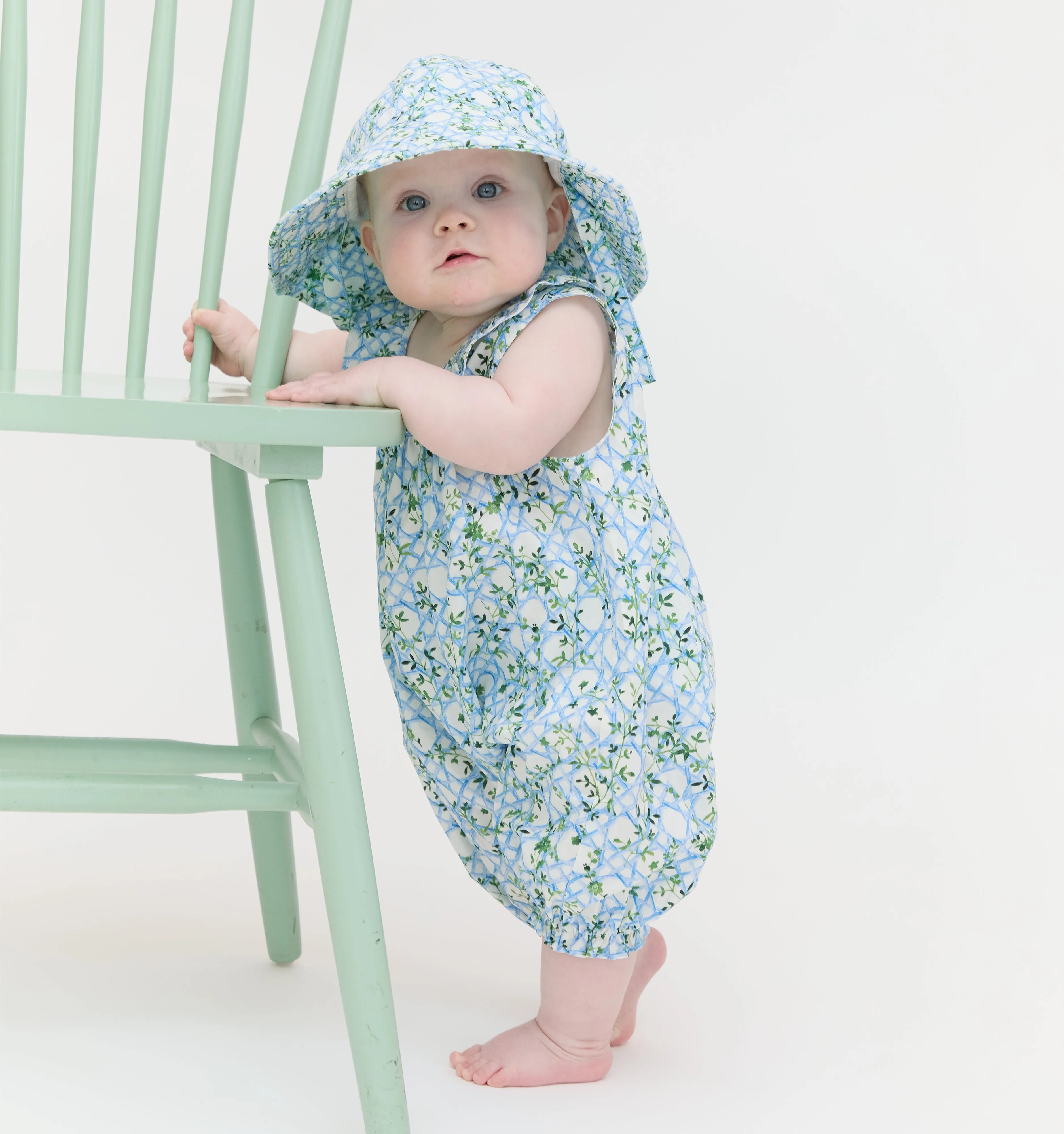 The Baby Sunhat - Blue Basketweave Vine