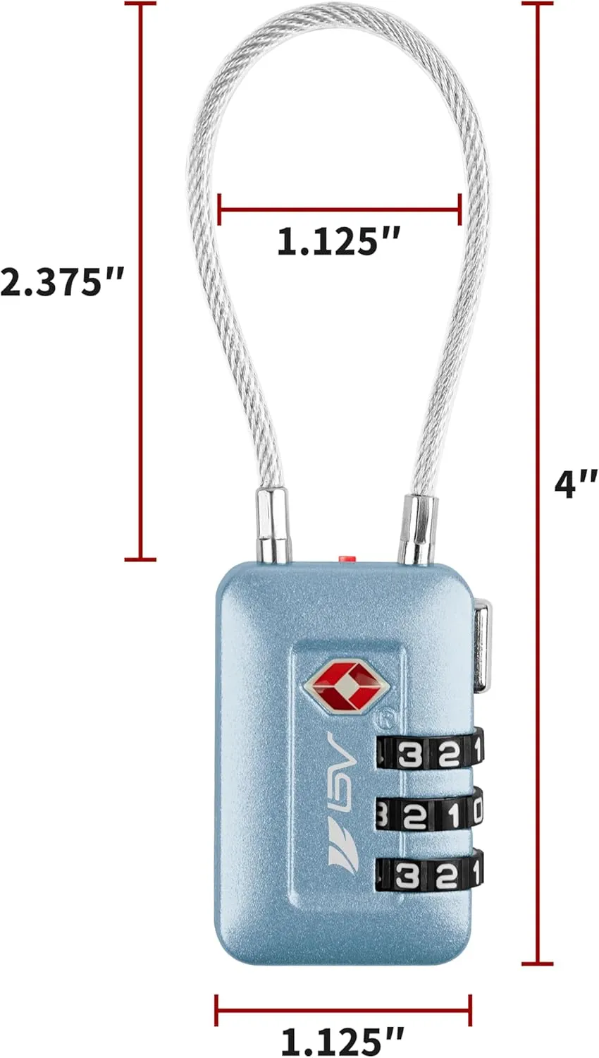 TSA Accepted Luggage Travel Lock, Set-Your-Own Combination Lock for School Gym Locker, Luggage Suitcase Baggage Locks, Filing Cabinets, Toolbox, Case (Arctic Blue, 1 Pack)