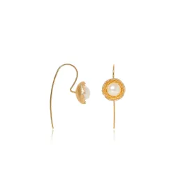 Vita Gold Buttercup Drop Earrings With Cultured Freshwater Pearls