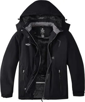 wantdo Women's Plus Size Waterproof Ski Jacket Winter Windproof Snow Mountain Warm Hooded Coat