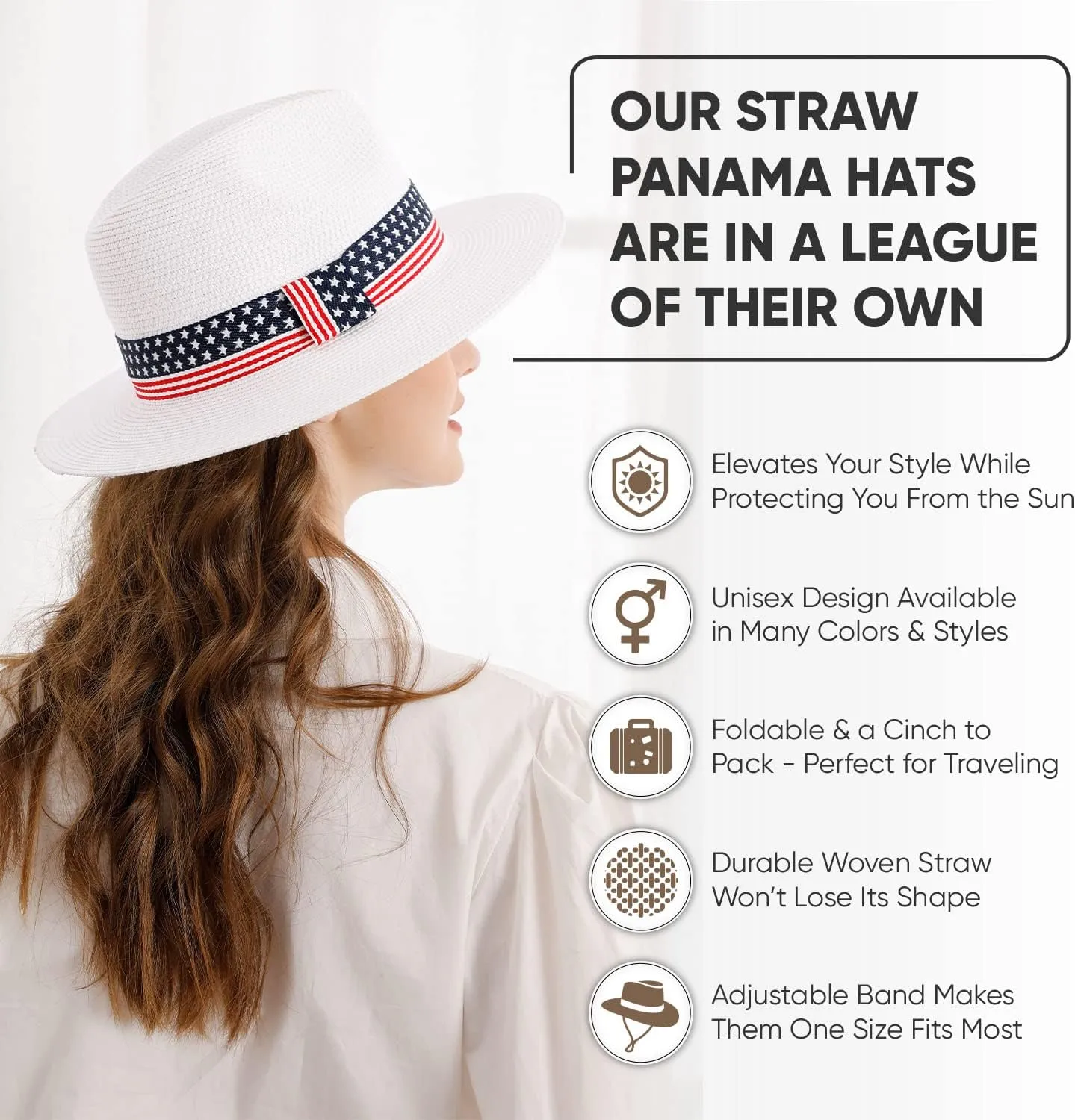 Wide Brim Straw Panama Hat - Stylish Lightweight, Breathable Men's & Women's Fedoras Provide Excellent UV Protection