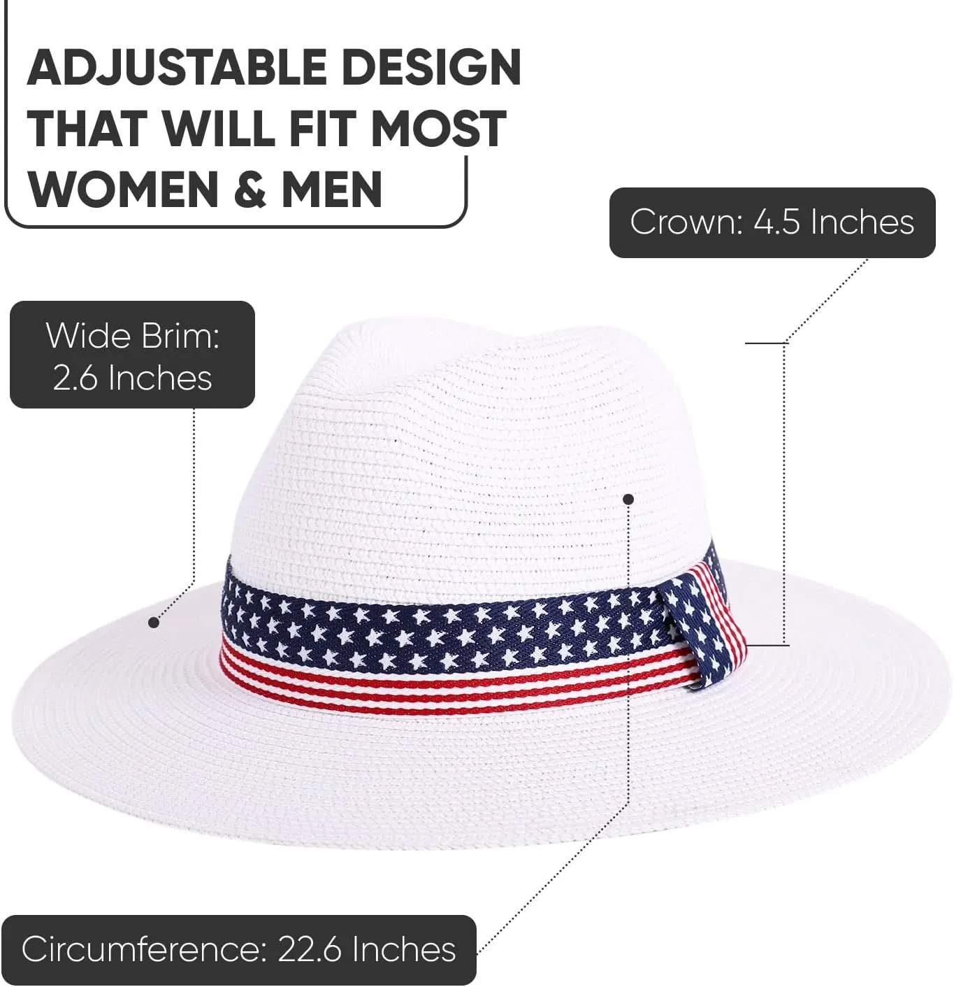 Wide Brim Straw Panama Hat - Stylish Lightweight, Breathable Men's & Women's Fedoras Provide Excellent UV Protection