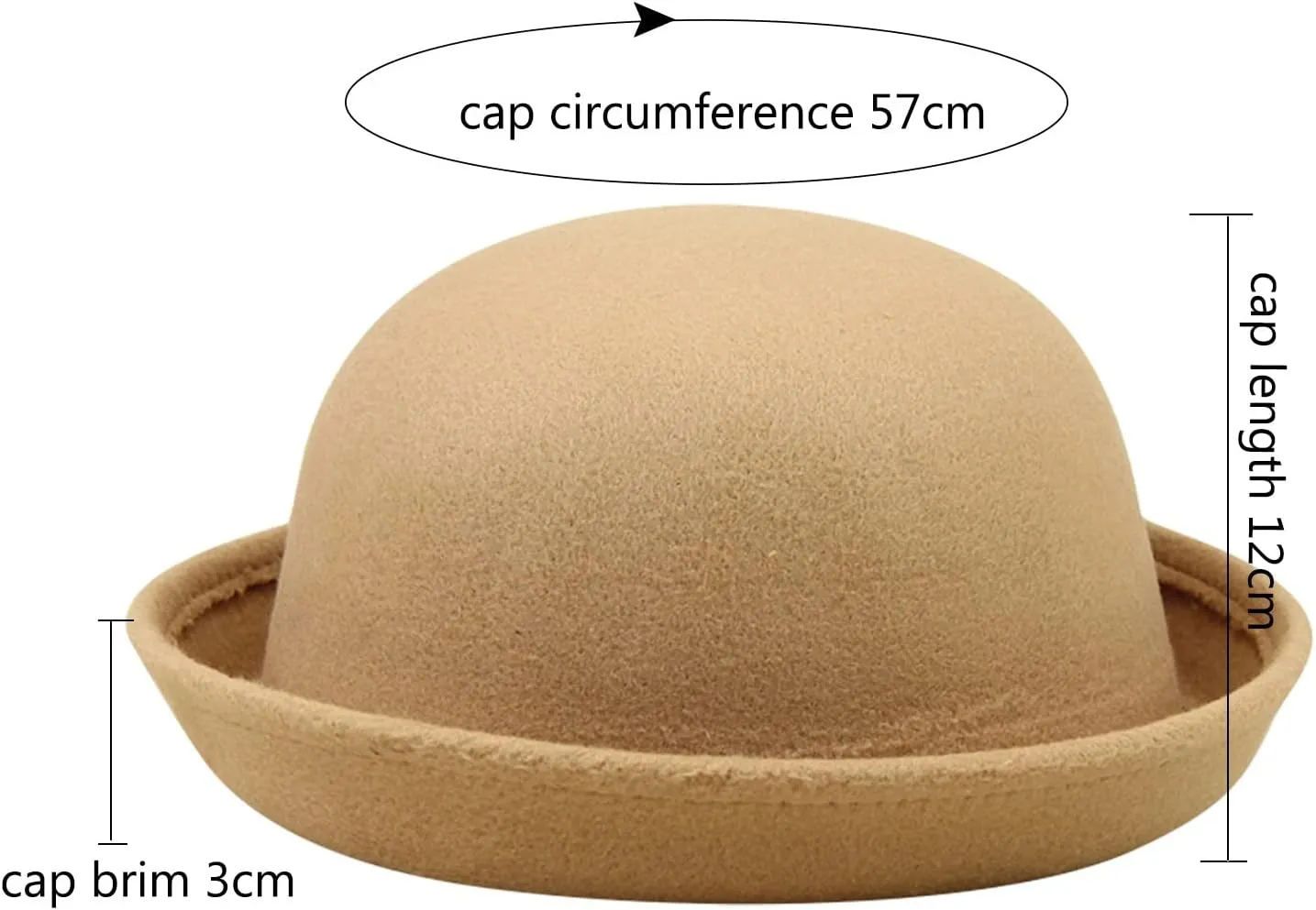 Winter Wool Bowler Derb Hat Classic Pork Pie Hat Rolled Brim Fedora Hat for Men Women Crushable