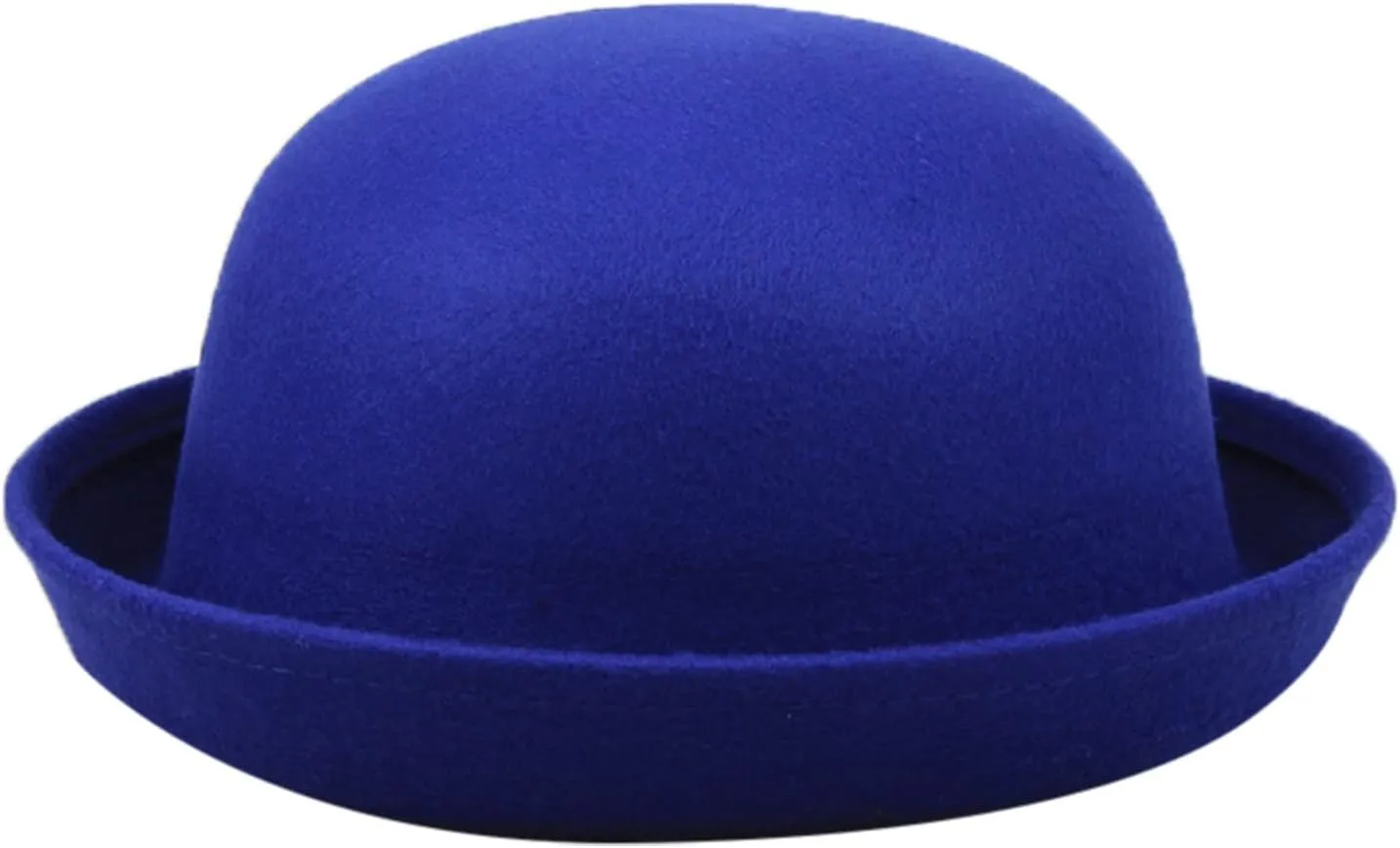 Winter Wool Bowler Derb Hat Classic Pork Pie Hat Rolled Brim Fedora Hat for Men Women Crushable