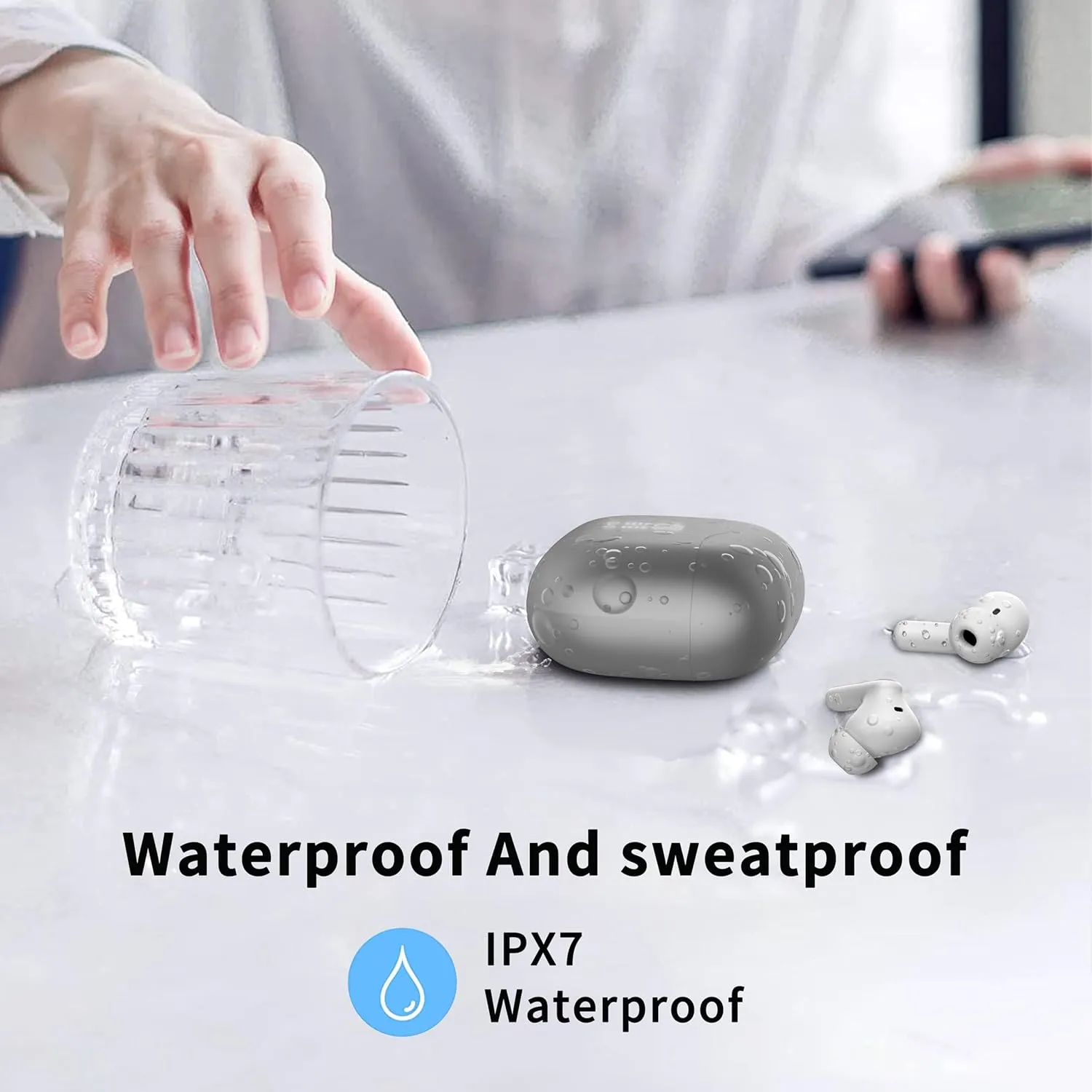 Wireless Earbuds, 2025 Bluetooth 5.4 Headphones in Ear with 4 ENC Noise Cancelling Mic, New Wireless Earphones HiFi Stereo Deep Bass 40H Playtime, LED, in-Ear Bluetooth Ear Buds IP7, Dark Gery