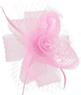 Women Fascinators Hats Flower Mesh Ribbon Feathers with Pin and Clip Tea Party Wedding Headwear for Women and Girls