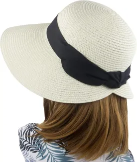 Women's Sun Hat Wide Brim Foldable Straw Hats Summer Travel Beach Cap