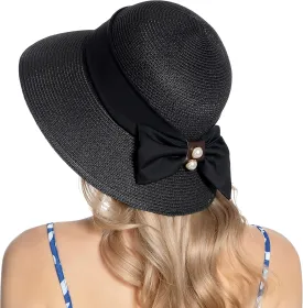 Women's Sun Hat Wide Brim Foldable Straw Hats Summer Travel Beach Cap
