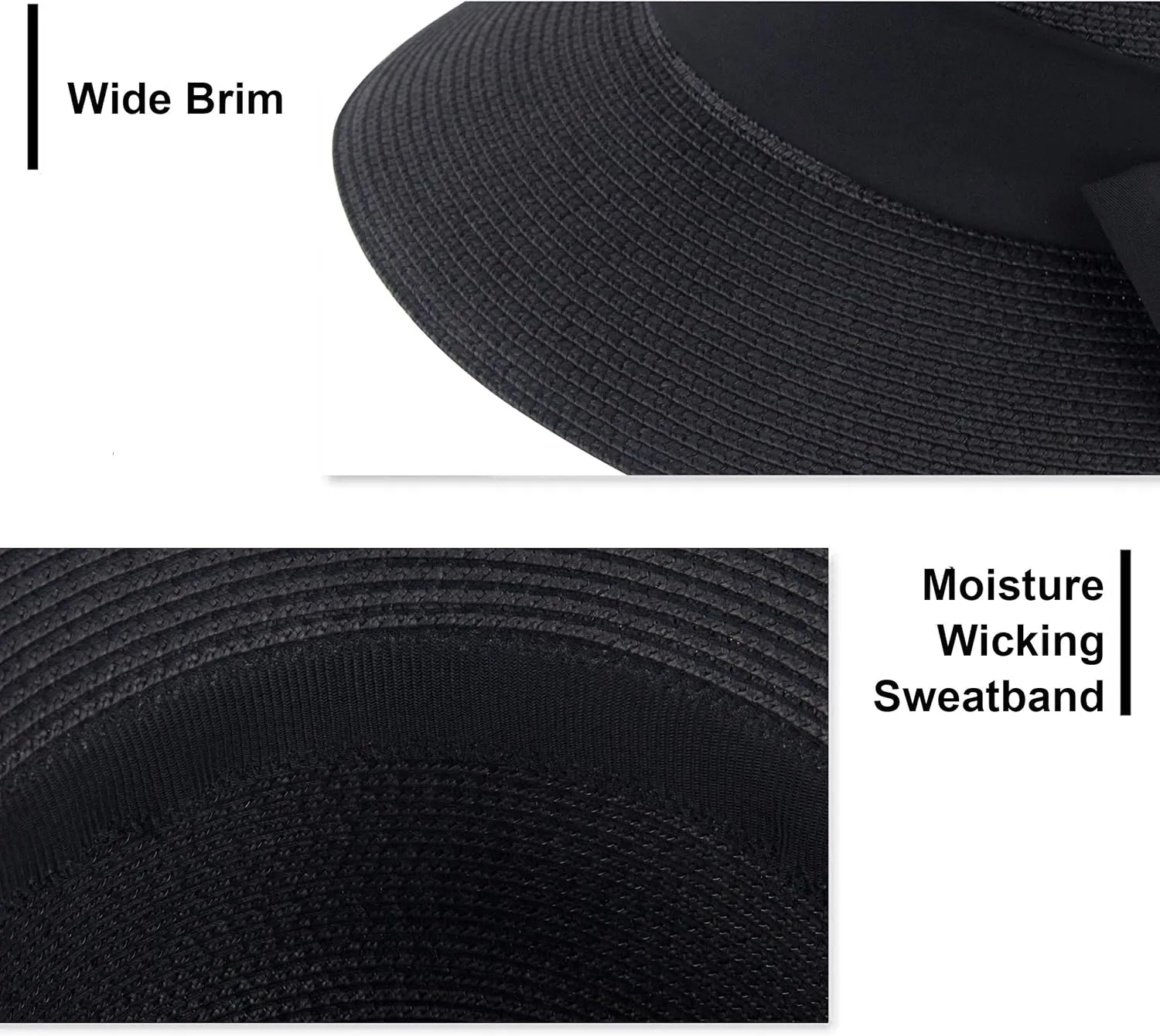 Women's Sun Hat Wide Brim Foldable Straw Hats Summer Travel Beach Cap