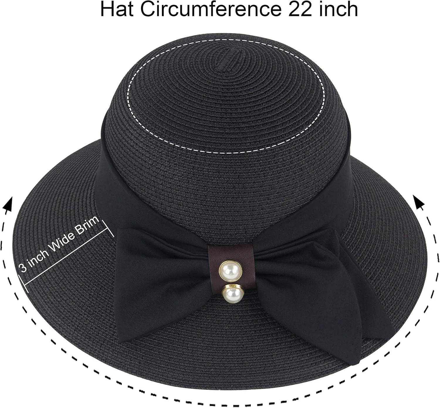 Women's Sun Hat Wide Brim Foldable Straw Hats Summer Travel Beach Cap