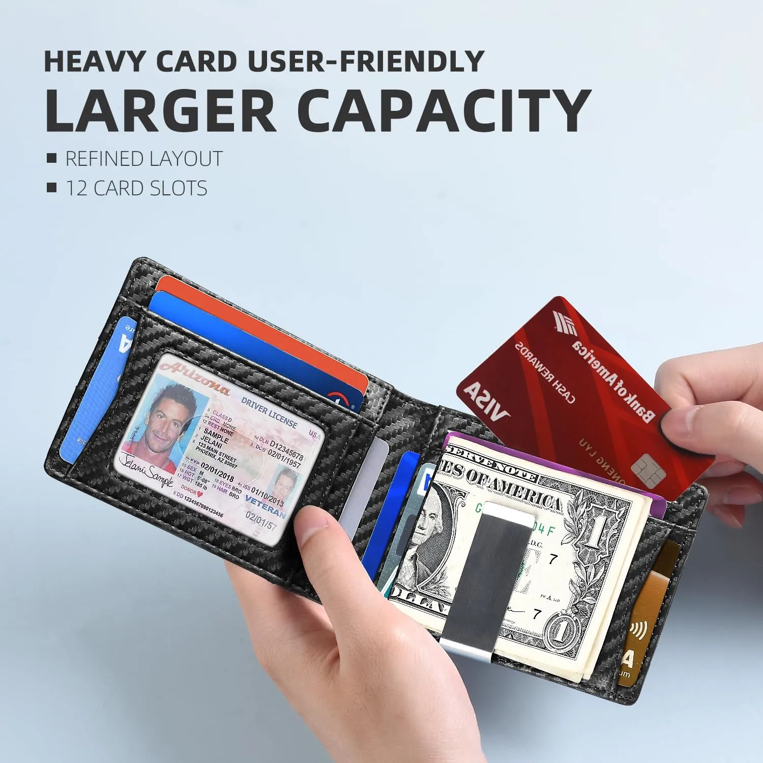 Zitahli Slim Wallet for Men Gifts 12 Card Slots ID Window With Money Clip Minimalist RFID Front Pocket Bifold Leather Small Thin Gift Box Dad Birthday Christmas Regalos Hombres